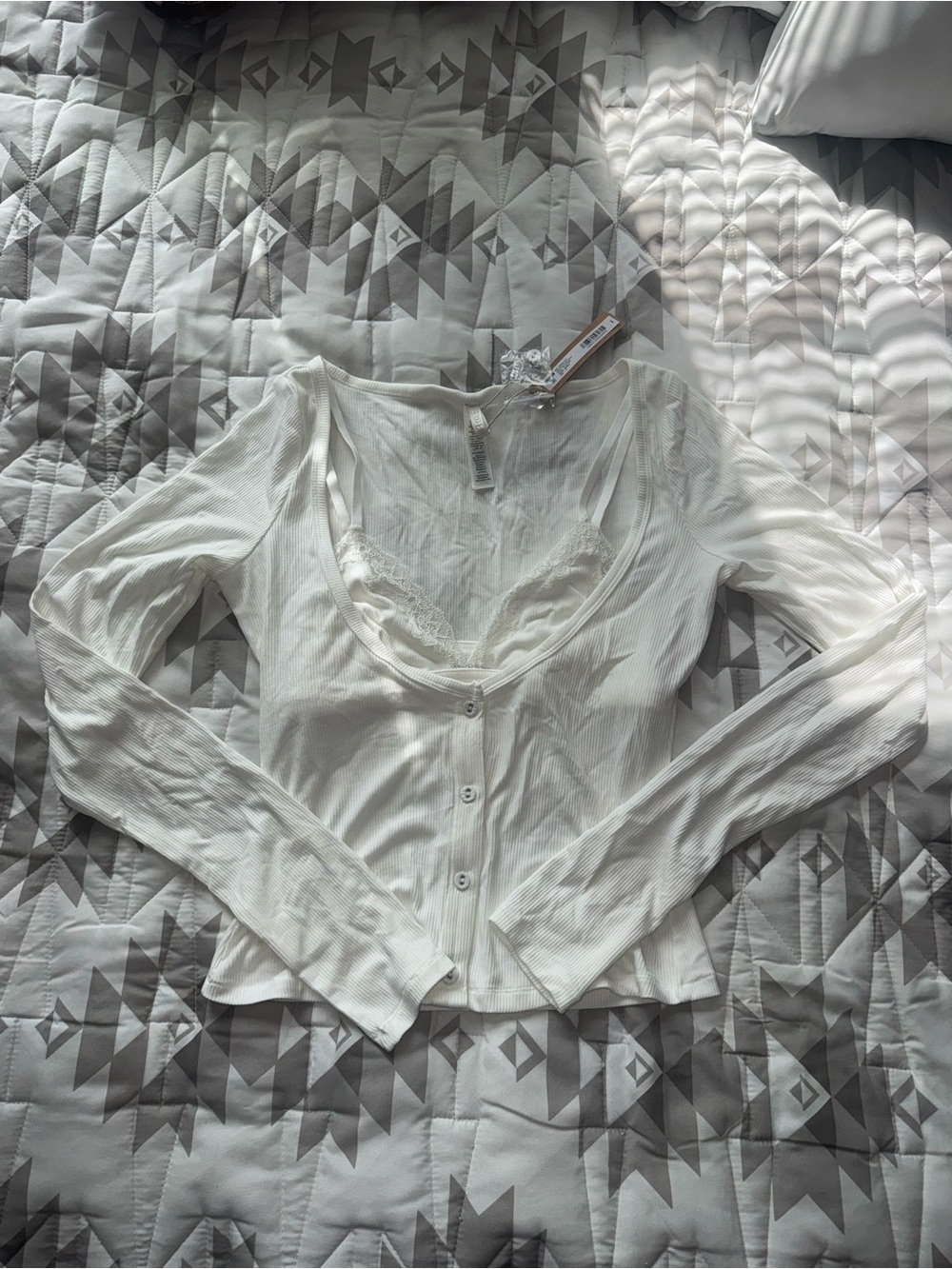 Skims Soft Lounge Lace Long Sleeve Button Up With Lace Bralette